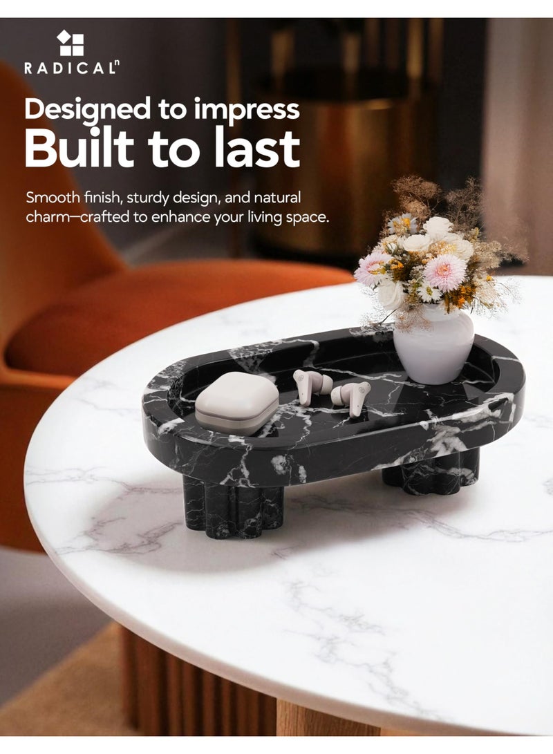 RADICALn Handmade Black zebra Marble Oval Tray with Stand 10 Inch, Bathroom Vanity & Countertop Tray, Ideal for Home, Kitchen, Jewelry, Perfume, Decorative Tray, Perfect for Bathroom or Gift - Image 5